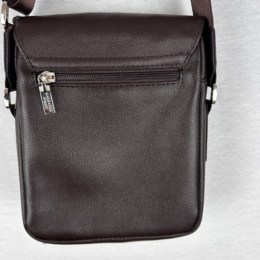 KANGAROO KINGDOM BRAND MEN LEATHER MESSENGER SHOULDER BAG, BROWN - Picture 3 of 13